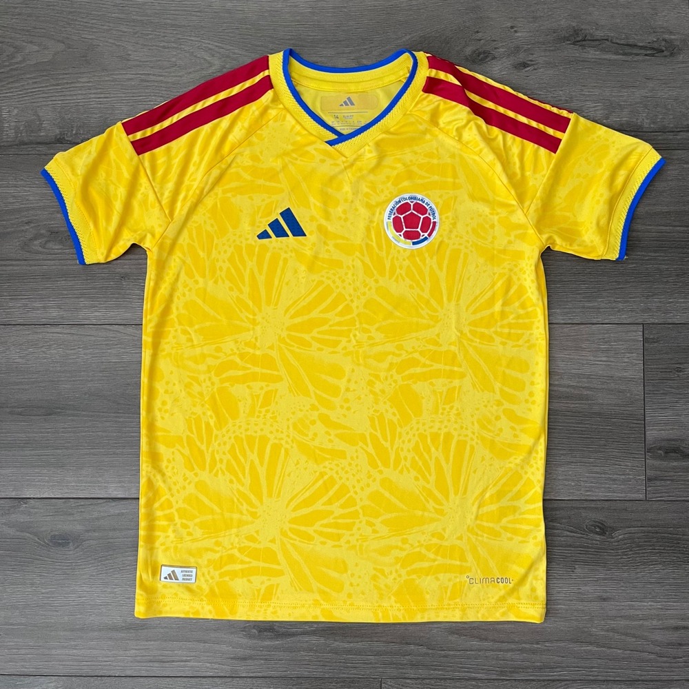 Adidas Colombia National Team Home Jersey Yellow ClimaCool Slim Fit Size 14